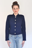 Atelier Francesca Navy Blue Military Style Jacket Silver Buttons