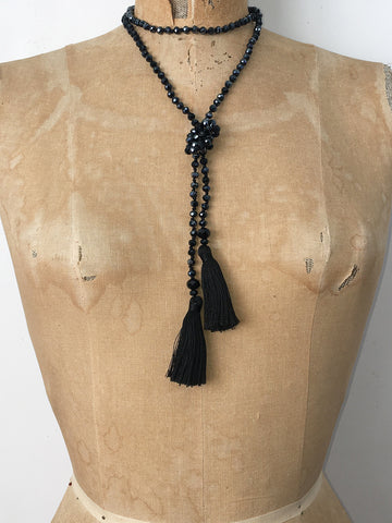 Lil Jewellry, Handcrafted Faceted Crystal Necklace - Jet Black