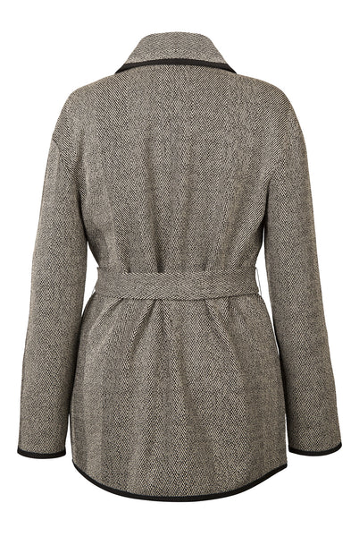 Atelier Francesca Black & White Herringbone Knit Wrap Back