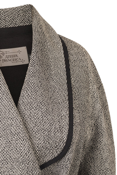 Atelier Francesca Black & White Herringbone Knit Wrap Close Up