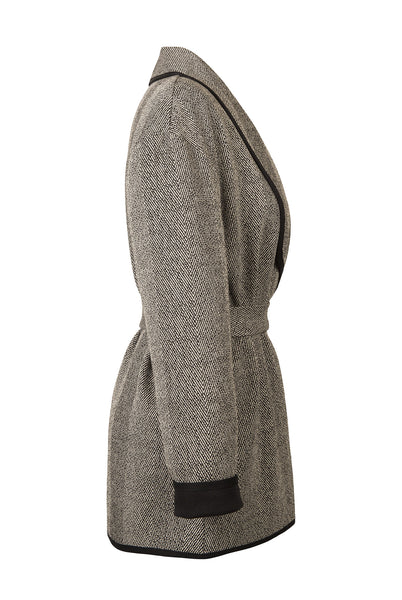 Atelier Francesca Black & White Herringbone Knit Wrap Side View