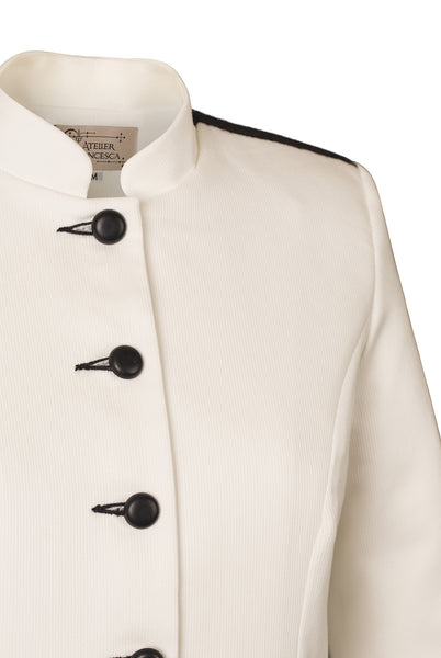 Atelier Francesca White & Black Classic Style Jacket with Graphic Details