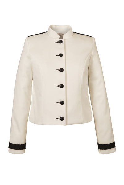 Atelier Francesca White & Black Classic Style Jacket with Graphic Details