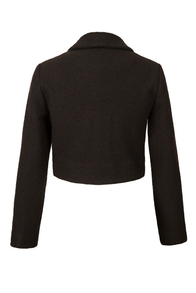 Reverse of Atelier Francesca Black Wool Crepe Knit Shrug