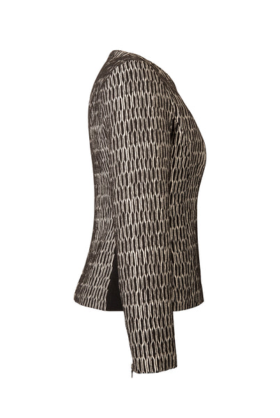 Side view of Atelier Francesca Black & White Moto Jacket