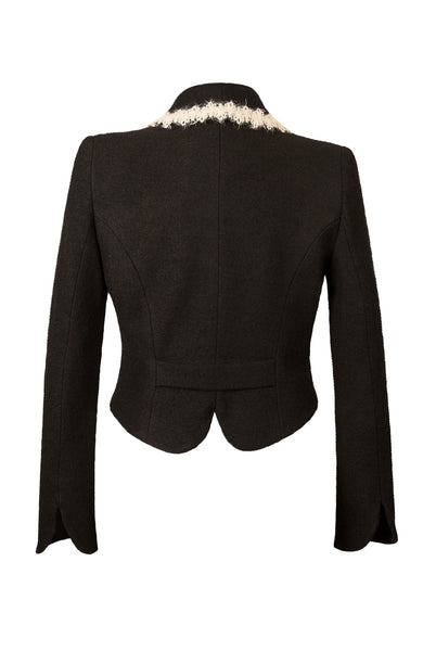 Back View of Atelier Francesca Black Jacket shows back & sleeve detail.