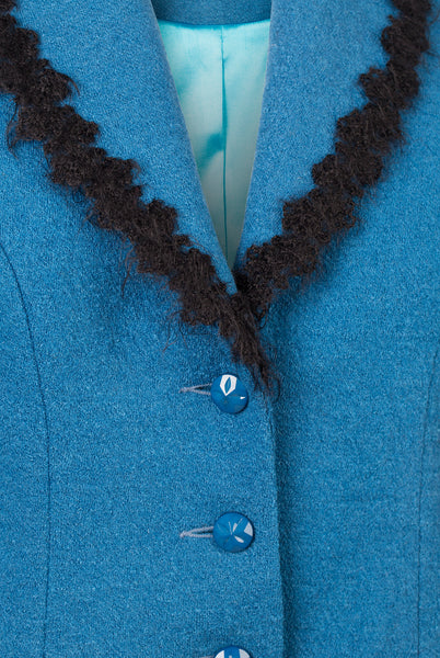 Detail of Atelier Francesca Black Angora Trim and buttons.