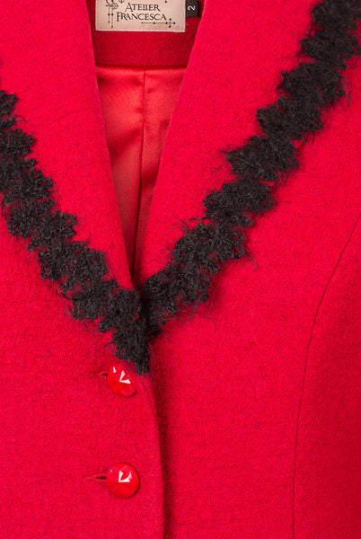 Detail of Atelier Francesca Black Angora Trim and buttons.