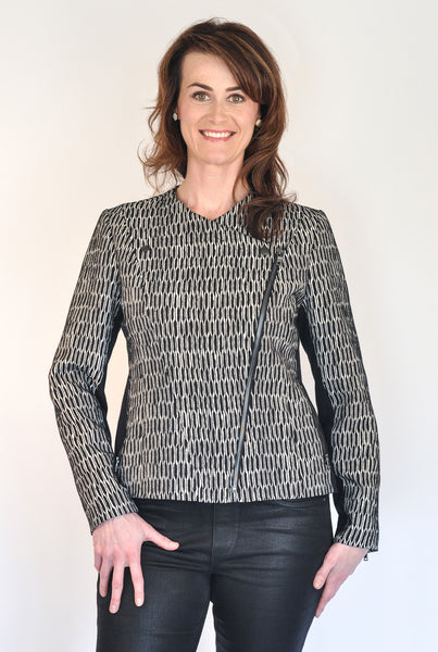 Black & White Atelier Francesca Moto Jacket, asymmetric zipper