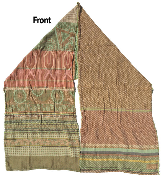 Front of Letol Omar Scarf in Pistachio & Sunny Terra Cotta