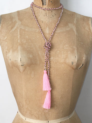 Lil Jewellry, Handcrafted Faceted Crystal Necklace - Pink Crystal