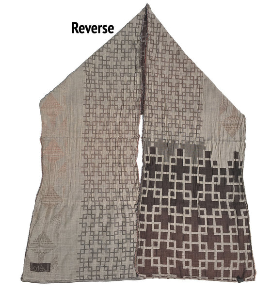 Reverse of Letol Victor Scarf, rust, wine, warm grey & black