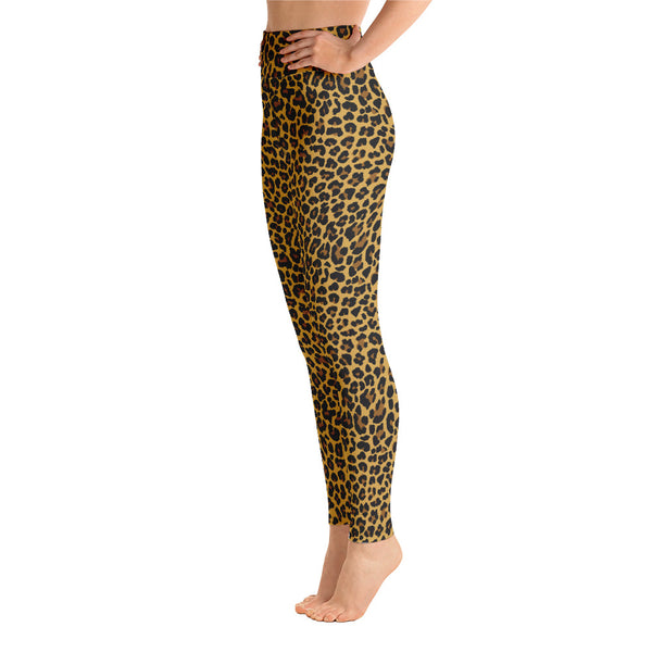 Side view of classic leopard print leggings. Print on demand
