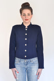 Atelier Francesca Navy Blue Military Style Jacket Silver Buttons