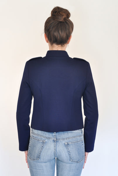 Back View of Atelier Francesca Navy Blue Military Style Jacket