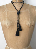 Lil Jewellry, faceted crystal necklace with tassels in jet black