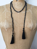 Lil Jewellry, faceted crystal necklace with tassels in jet black