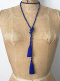 Lil Jewellry, faceted crystal necklace with tassels in blue