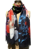 Jonathan Sounder Scarf, Bouquet multi colored on black ground
