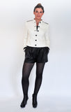 Atelier Francesca White & Black Classic Style Jacket with Leather Shorts