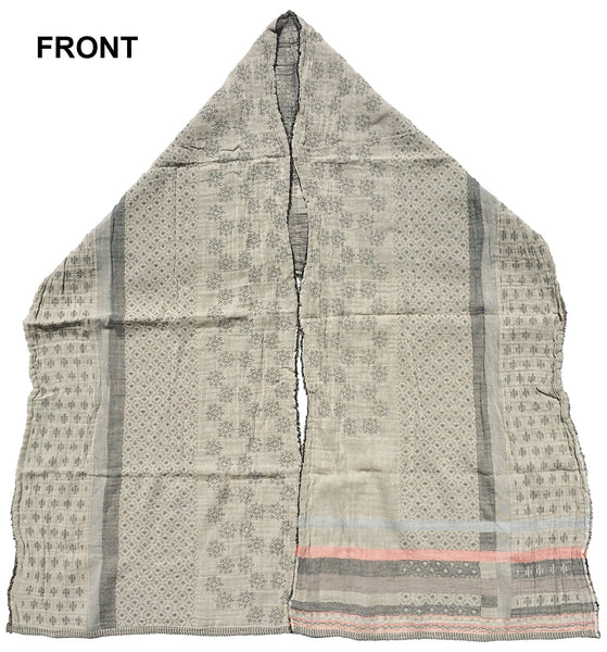 Front of Letol Daphne scarf in warm grey, greys with soft coral.
