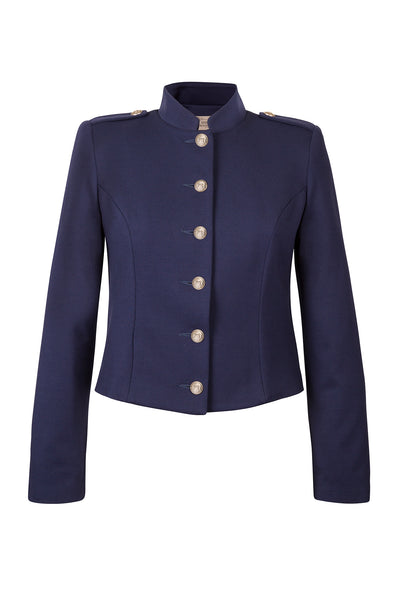 Atelier Francesca Navy Blue Military Style Jacket Antique Silver Buttons