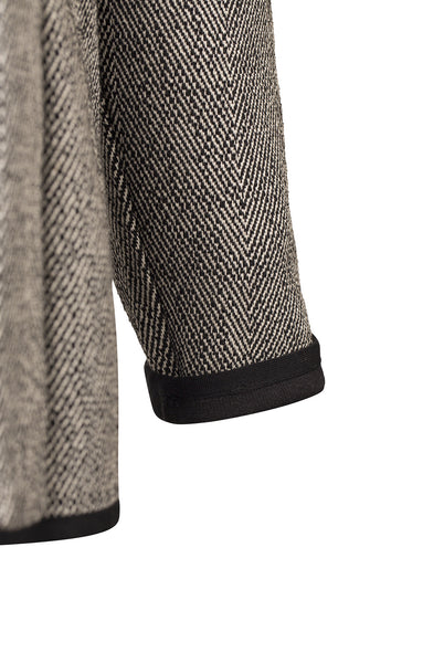Atelier Francesca Black & White Herringbone Knit Wrap Sleeve Detail