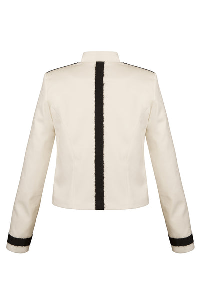 Reverse of Atelier Francesca White Jacket with Black Graphic Details