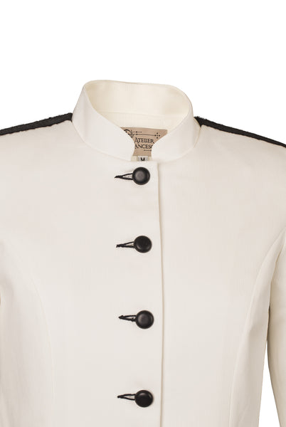 Atelier Francesca White & Black Classic Style Jacket with Graphic Details