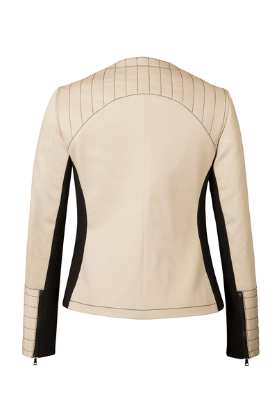 Atelier Francesca Moto Style Jacket reverse in Khaki with Black contrast details
