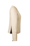 Side view of Atelier Francesca Moto Style Jacket in Khaki with Black contrast details