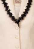 Atelier Francesca White Jacket with Black Angora Trim detail.