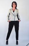 Atelier Francesca Moto Style Jacket in Khaki with Black Cargo Pants