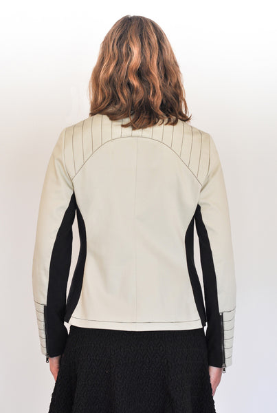 Back View of Atelier Francesca Moto Jacket, Quilting Details, Contrast Stitching