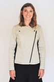 Atelier Francesca Moto Style Jacket in Khaki with Black contrast details