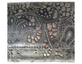 Beautiful pattern in black and bronze leather Louise Farnay clutch