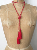 Lil Jewellry, faceted crystal necklace with tassels in red