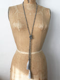 Lil Jewellry, faceted crystal necklace with tassels in silver