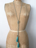 Lil Jewellry, faceted crystal necklace with tassels in turquoise & clear crystal