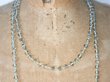 Close up of Lil Jewellry, faceted crystal necklace in turquoise & clear crystal
