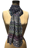 Letol Twilight scarf in navy, warm grey and accents of turquoise, green and orange