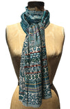 Letol Twilight scarf in deep teal, warm grey and accents of turquoise, russet and gold