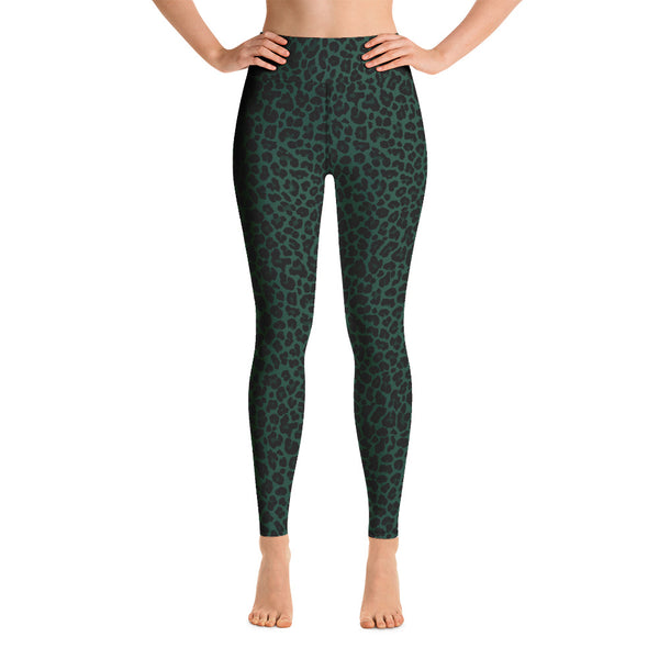 Dark green Leopard print leggings. Print on demand