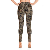 Back view of mocha leopard print leggings. Print on demand.